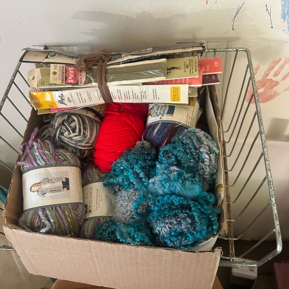 patterns and like 60 different colors of zippers diff sizes and yarn as well